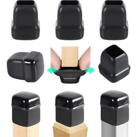 Ezprotekt 24 Pcs Chair Sliders for Carpet, Square Chair Glides for Carpet, Teflon Furniture Pads Glides, Bar Stool Protectors Caps, Furniture Sliders for Chair Table Desk Black (S Fit: 0.55"- 0.75")