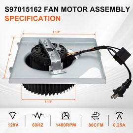 Hiorucet S97015162 80 CFM Bathroom Fan Motor for Broan Nutone 676-D, 763N, 679L, 678-G, 684-D, 2684F-A, 2678F-A, 684NT-A, 683-C, 679-E, 763, N678-G, HD80NT, 754SNNT-B, 741SNNT, 679FL-C, FL2679F-A