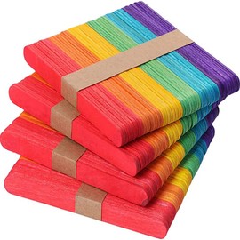 CENPEK 200 Pieces Colored Popsicle Sticks 4.5 Inch Coloured Craft Sticks, Colorful Popsicle Sticks, Rainbow Sticks, Wooden Sticks for Crafts