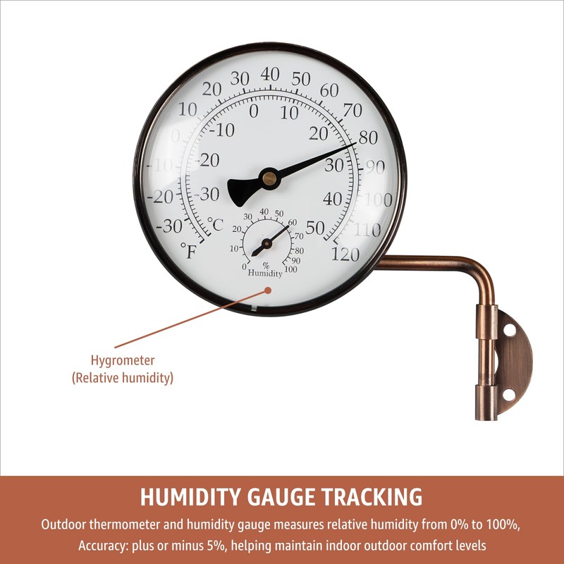 Foxyoo 4-Inch Outdoor Thermometer and Humidity Gauge, Window Thermometer for
