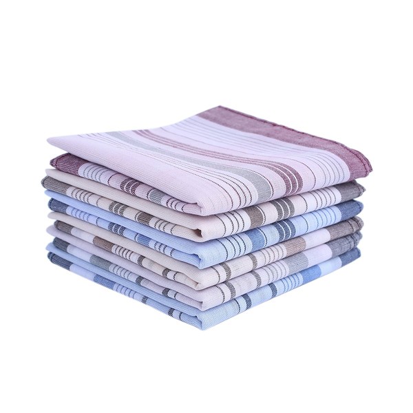 HOULIFE Men's Fabric Handkerchiefs, 100% Cotton, Soft Handkerchief with Checked
