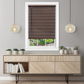 Cordless Room Darkening Venetian Blind - 36 Inch Width, 64 Inch Length, 2" Vinyl Slat Size - Mahogany - GII Luna Light Filtering Horizontal Mini Windows Blinds for Interior by Achim Home Decor