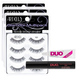 Ardell Multipack Lashes 101-12 pairs & duo Brush eyelash glue Dark - 2 Packs, 5 Count
