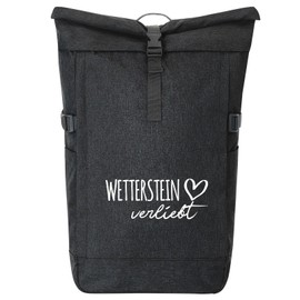 Huuraa Kurierrucksack Wetterstein verliebt Geschenk 30-44 Liter Black Melange Roll-Top Fairtrade Wetterstein Geschenkidee