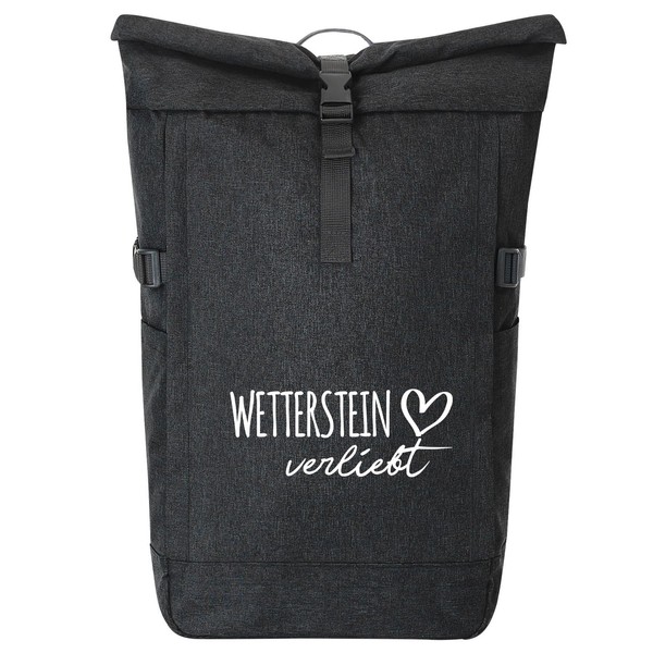 Huuraa Kurierrucksack Wetterstein verliebt Geschenk 30-44 Liter Black Melange Roll-Top