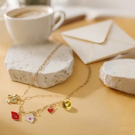 ProNature Inspired Gold Charm Necklace Album Merch Jewelry Accessories for Women Fans Costume Outfit Dress Decor