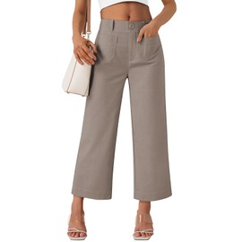 LILLUSORY Womens Linen Pants Wide Leg 2025 Summer Beach Vacation Outfits Clothes Lightweight Capri Capris Trendy Crop Cropped Casual Trousers