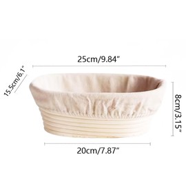 I-LAN 10Inch Oval Bread Dough Proofing Rising Cane Basket with Liner-Rising Cane Bread Bowl Rattan Bread Proofing Basket for Sourdough,10"x6"x3.15"
