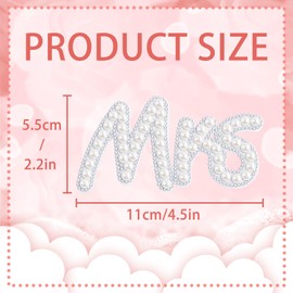 QianSiLi Mr and Mrs Gifts Pearl Iron On Letters for Clothing Bling Rhinestone Iron On Patches for Jeans Hats Jackets Decor (Mrs)