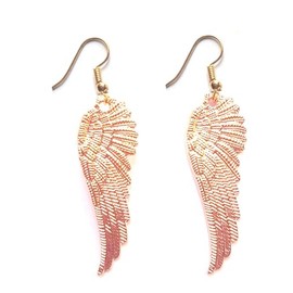 Rose Gold Angel Wing Earrings, 5cms drop