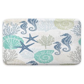 Xiaoput Beach Bathroom Rugs, Coral Ocean Themed Bath Mats for Bathroom, Bathroom Mats Rugs, Tropical Starfish Seahorse Conch Bath Rugs 17X29in