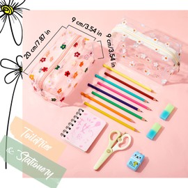 Amylove 2 Pack Cute Flower Makeup Bags Daisy Zipper Pouches Floral Pencil Pouch Portable Toiletry Pouches for Women Travel Vacation Bathroom School Organizing(Daisy)