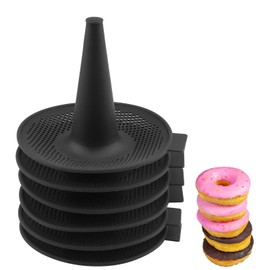 BOXOB 6stk Donutform Klein zum Backen, Schwarz Silikon Bagel-Maker-Pfanne Antihaftbeschichtet Gebäckformen Backgeschirr-Zubehör für Hobbybäcker