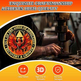 Phoenix Rising Sobriety Coin - Addiction Recovery NA AA Chip and Medallion, Celebrating Sober Milestones Medal, Sobriety Gifts for Men Women, Alcoholics Anonymous Token