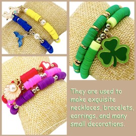 QiQnHngD 10 Strands Clay Bead, Heishi Beads for Bracelet Stack, Royal Blue Clay Beads for Adults, Flat Clay Beads Kit for Friendship Bracelets, Neutral Clay Beads Bracelet Making Kit(Royal Blue)