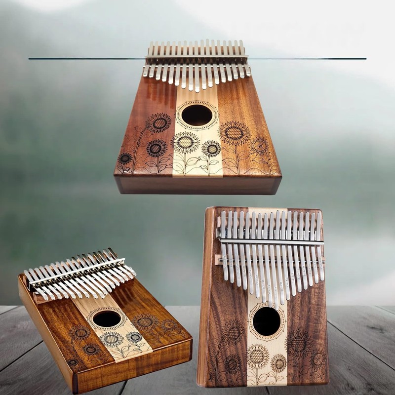 Kalimba 17 Keys, Wooden Finger Pianos, Sunflower Professional Thumb Piano