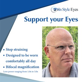 In Style Eyes C Moore Progressive Bifocal Reading Glasses - Wired Aviator Style Metal Frame - Non-Polarized Lens - Pewter - 2.5x