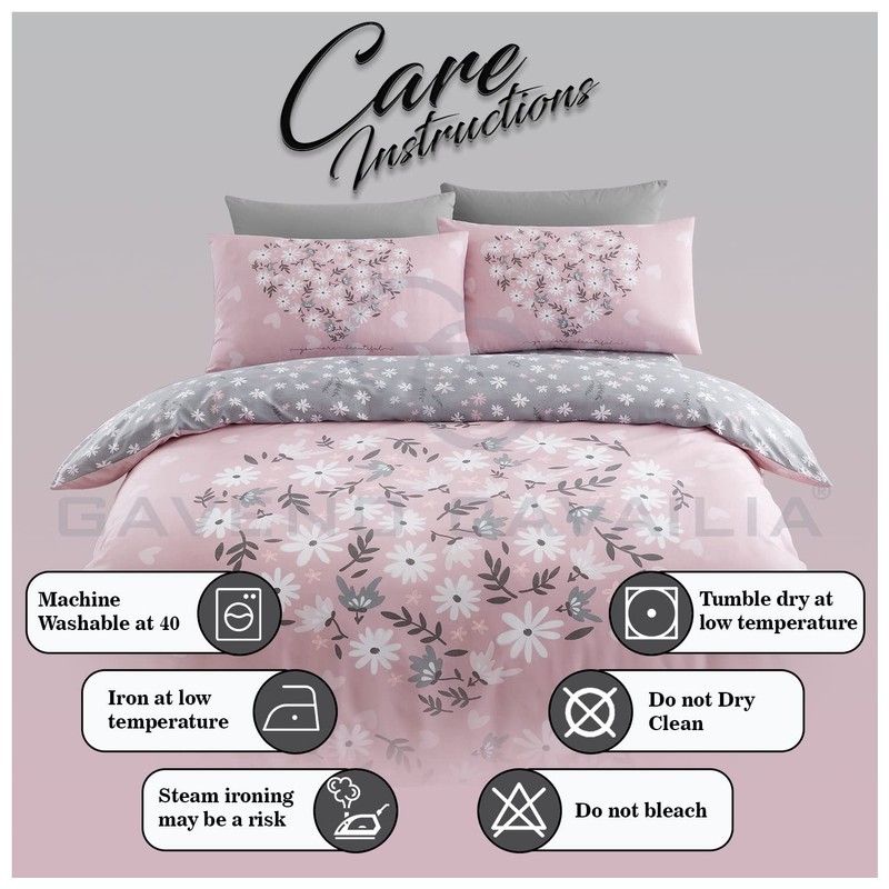 GC GAVENO CAVAILIA Premium Heart Duvet Cover Single Pink, Soft
