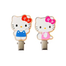Kitty & My Melody 2 Set Hair Clips, Total of 4 Pieces - Kawaii Hair Clip Barrettes Accessories for Teen Girls, Perfect for Organizing Hair Stuff (Kitty)