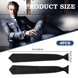 wlertcop Black Tie for Men, Ties Solid Uniform Pre-tied Adjustable Neck Strap Tie Black Clip On Tie Clip On Ties For Men for Wedding Funeral Formal Business Tie Graduation School Uniforms