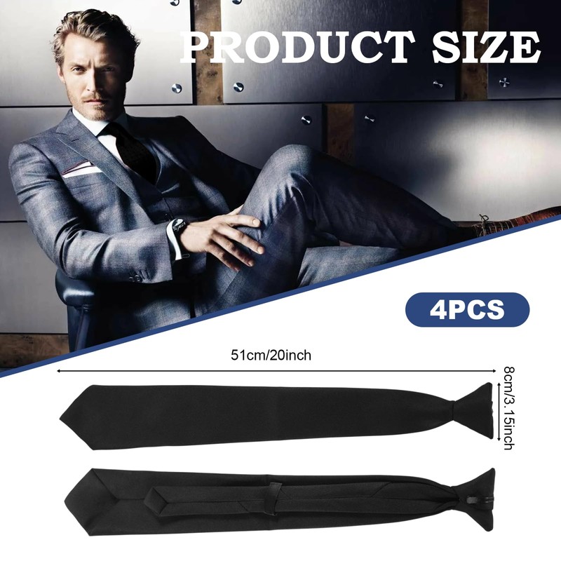 wlertcop Black Tie for Men, Ties Solid Uniform Pre-tied Adjustable