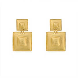 Golden Square Geometric Earrings, Gold Rectangle Statement Dangle Earrings for Women, Bohemian Square Earrings, Gold Square Earrings Boho Jewelry, Golden Rectangle Geometric Drop Earrings