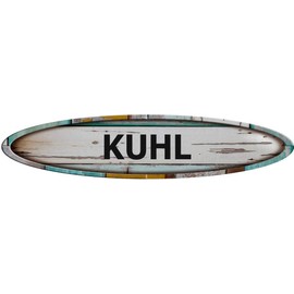 Kuhl Long Oval Shaped Weathered Rustic Painted Wood Look Decal Bumper Sticker for use on Any Smooth Surface