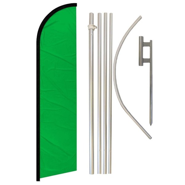 Unbranded Solid Color Green Full Curve Windless Swooper Flag &