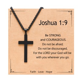 PINKDODO Mens Cross Necklace for Men Baptism Christening Religious Christian Catholic Gifts for Him Mens