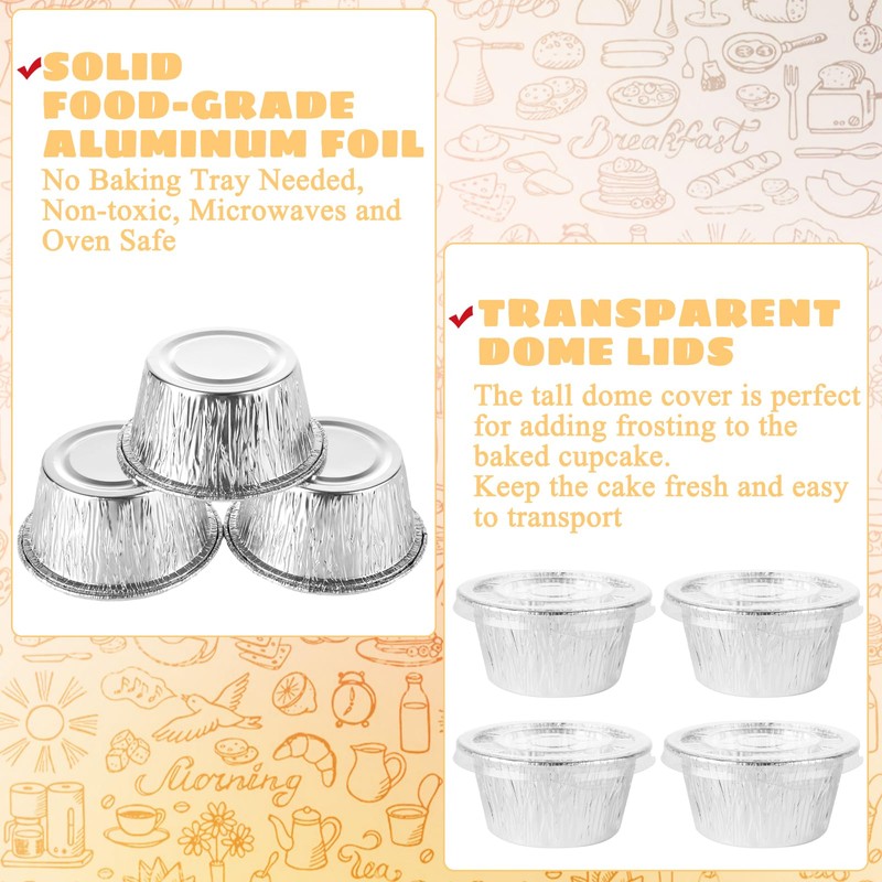CYEAH 200 Pack Aluminum Cups with Lids, 3.4 oz Mini