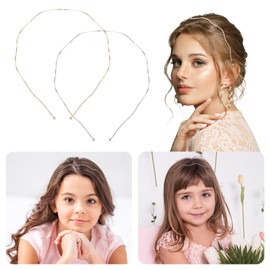 ValueBargain Metal Thin Headbands for Women, 2 Pcs Gold and Silver Elastic Hair Band Cute Wavy Hairbands for Teens and Adults, Lightweight and Adjustable Hair Accessories