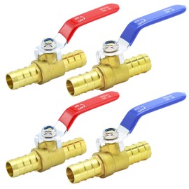 3/4 Inch PEX Ball Valves, 4 Pcs PEX Brass Full Port Shut Off Ball Valve, Brass Full Port Quarter Turn Crimp Pex Valves for Hot and Cold Water