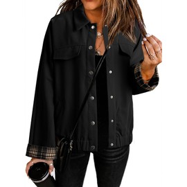 Dokotoo Jackets for Women Fall Fashion Clothing Fall Outfits for Women 2025 Color Block Sleeves Jackets for Women Jacket Plus Size,Black X-Large