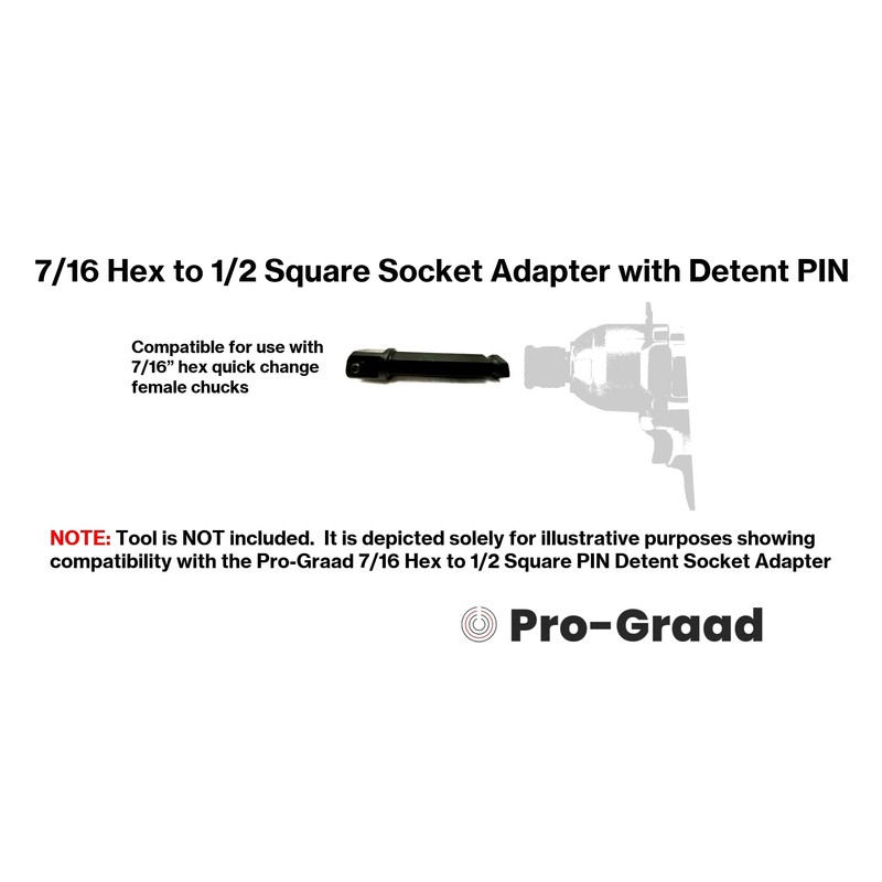 Pro-Graad 7/16 Hex to 1/2 Square Socket Adapter Drive Converter,