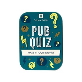 Talking Tables Pub Quiz Pocket Travel Game General Knowledge for the Family to Play on a Trip or at Home, Packed in a Gift Tin, Secret Santa or Stocking Filler