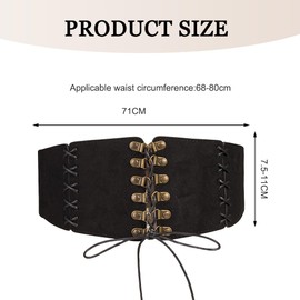 FDEETY Women's Fashion Genuine Leather Suede Elastic Corset Belt with Bow Ideal for Holiday Fashion Evening Events Fashion Conscious Women, black