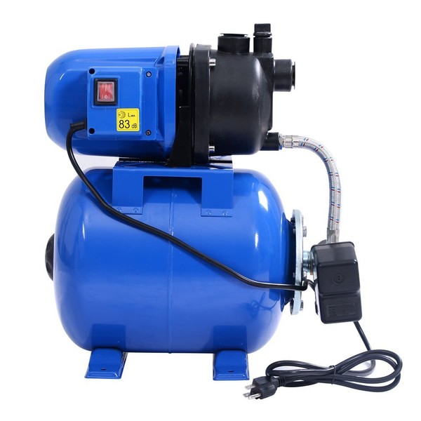 Goplus 1.6HP Shallow Well Pump & Pressure Tank, 1000GPH Garden Water Pump Jet Pressurized for Home Irrigation Garden Lawn, 1200W (Blue)