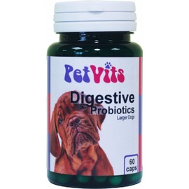 PetVits Digestive Probiotics for Large Dogs : Digestive Health Pet Supplement : 60 Capsules, in a 99% recycled pot
