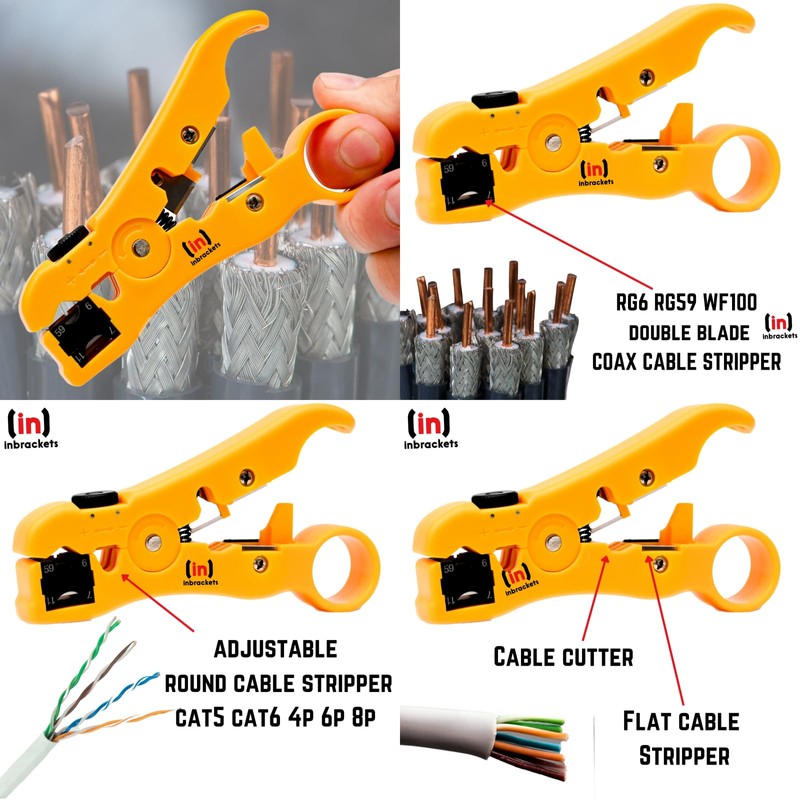 Coax Cable Stripper Cutter Tool for Coaxial RG6 RG59 RG11