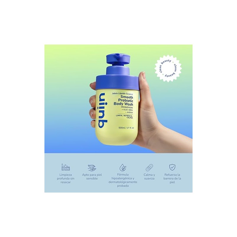 Quiin Smooth Probiotic Body Wash – Limpiador corporal con probióticos,