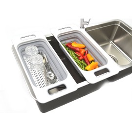 SAMMART Over The Sink Rectangular Colander (Grey)