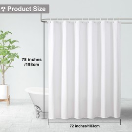 OVZME Berry 78 Inch Shower Curtain Set with 12 Plastic Hooks, 3D Embossed Fabric White Shower Curtain for Bathroom - Long Shower Curtain, Water Resistance, Machine Washable Soft Cloth, 72X78, White