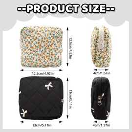 Long Keeper Small Makeup Bag for Handbag Cosmetic Bag with Compartments Small Toiletry Bag Mini Travel Toiletry Pouch (Black Bow, L)