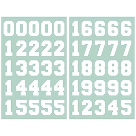 Premium Stickers Sports Number Stickers Decals 1.25'' Helmet Numbers for Hockey, Baseball, Football, Lacrosse, Rugby and More (White)