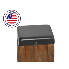 4x4 Metal Flat Post Cap with Rounded Edge (for Posts 3.5in x3.5 in or Smaller-Please Measure Post), Madison Iron and Wood (Gloss Black)