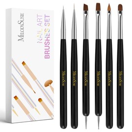 MelodySusie Nail Art Liner Brushes 5Pcs Professional Gel Polish Painting Art Design Pen Set for Thin Long Lines,Tiny Details,Fine Drawing,Delicate Coloring,Gradient Metal Handle - Color: Nail Art Brushes Set (6Pcs)