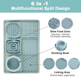 Lick Mat for Dogs, Slow Feeder Licking Mat with Suction Cups for Food and Water, Silicone Feeding Mat Perfect for Anxiety Relief Suitable for Butter Food Yogurt Peanut (Blue)