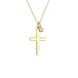Elli Women's Cross Pendant Religion Timeless with Crystal 925 Sterling Silver, Sterling Silver Metal, Crystal