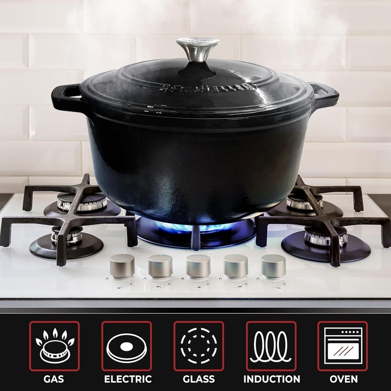 MUELLER HOME 4.5 QT Enameled Cast Iron Dutch Oven, Heavy-Duty