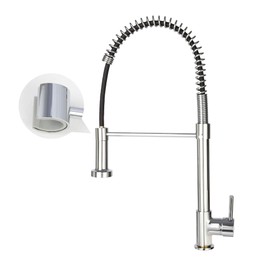 LONABR 2-Function Kitchen Faucets High Arc Kitchen Sink Faucet with Lock Spring Pull Down Sprayer and Commercial Stainless Steel Handle